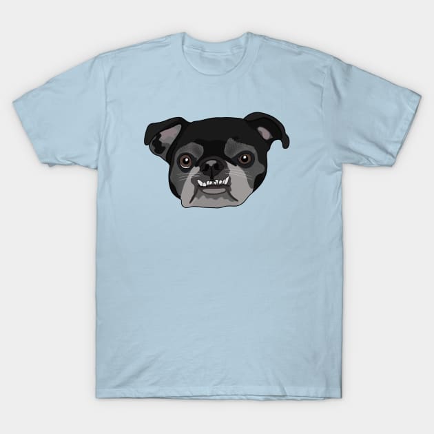 Black Pug T-Shirt by crankycranium